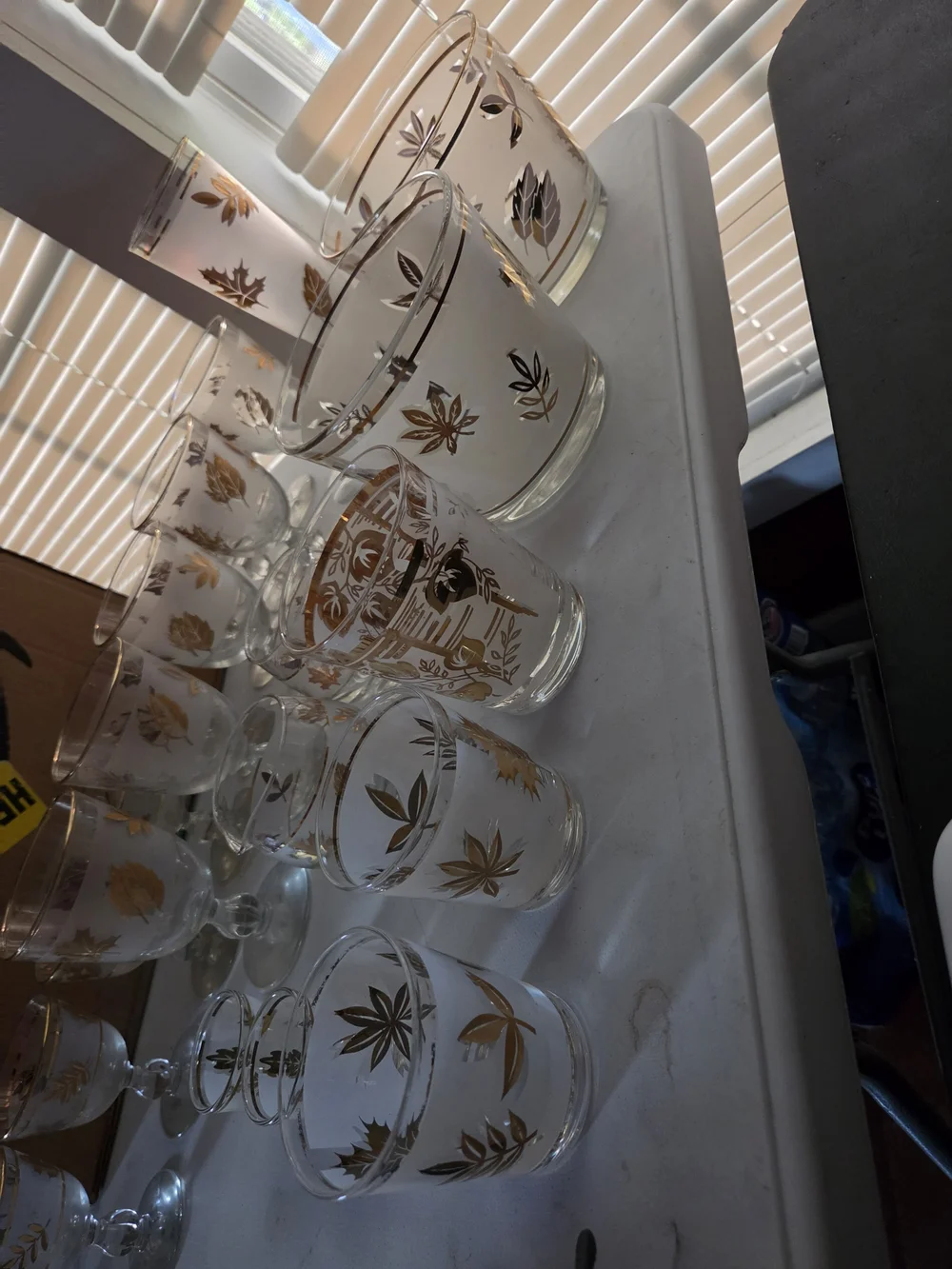 Vintage Libbey Gold Leaf Etched Glassware Set - Assorted Stemware